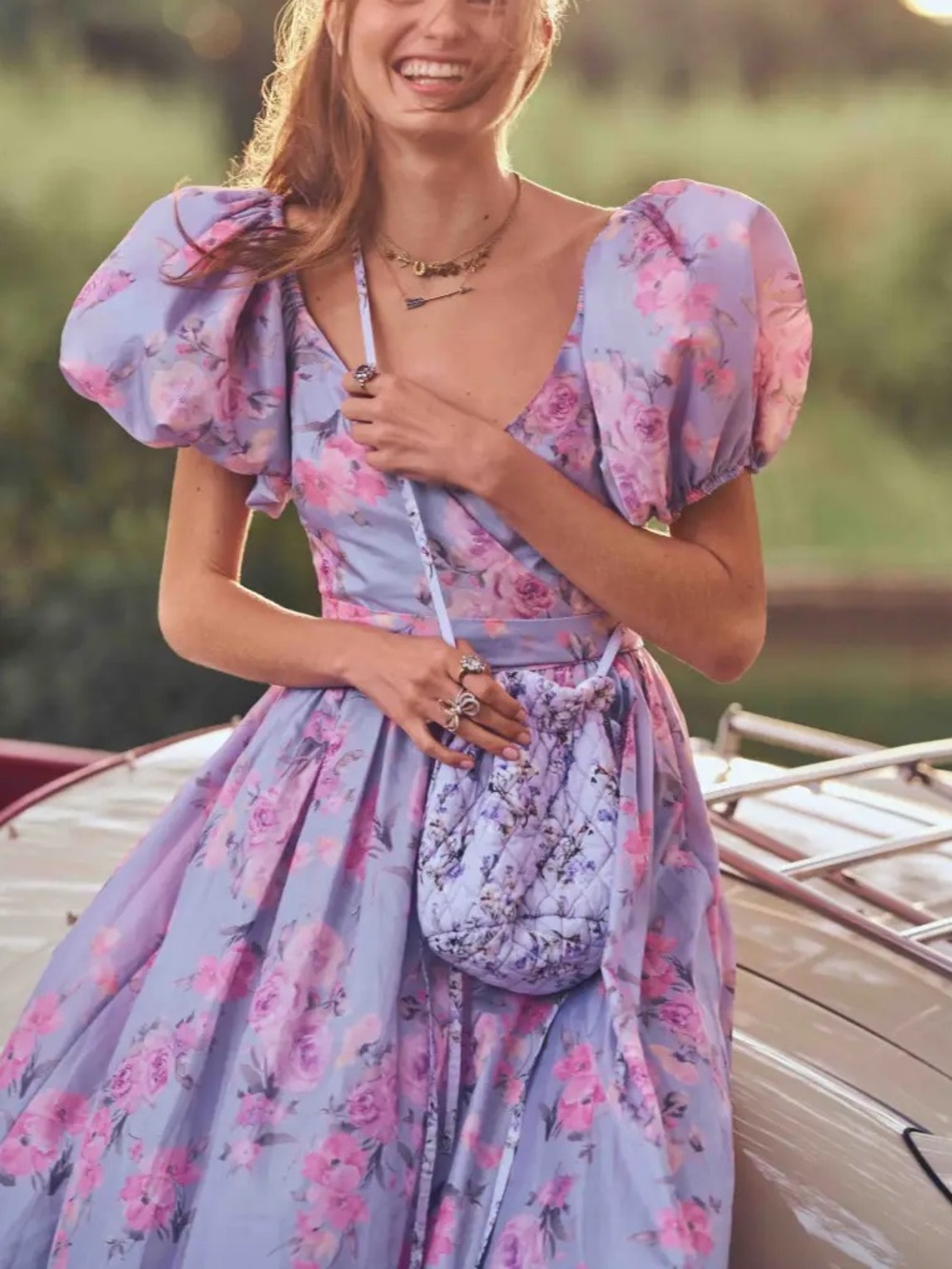 NWT LoveShackFancy Ida Hibiscus Lavender Purple Floral Taffeta Maxi Dress Gown 8 - Picture 3 of 15